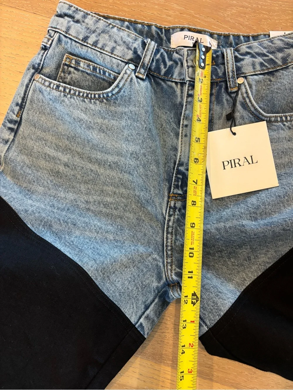 Piral Bicolor Chap Jeans Sz 4 / Small NWT denim black two tone high waist